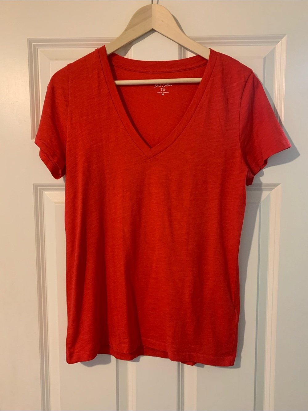 J. Crew Red V-Neck Short Sleeve Tee